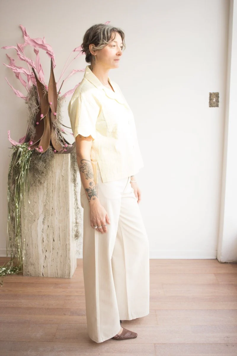Naked & Famous Wide Wild West Jeans (Hard Twist Ecru Herringbone) - Image 3