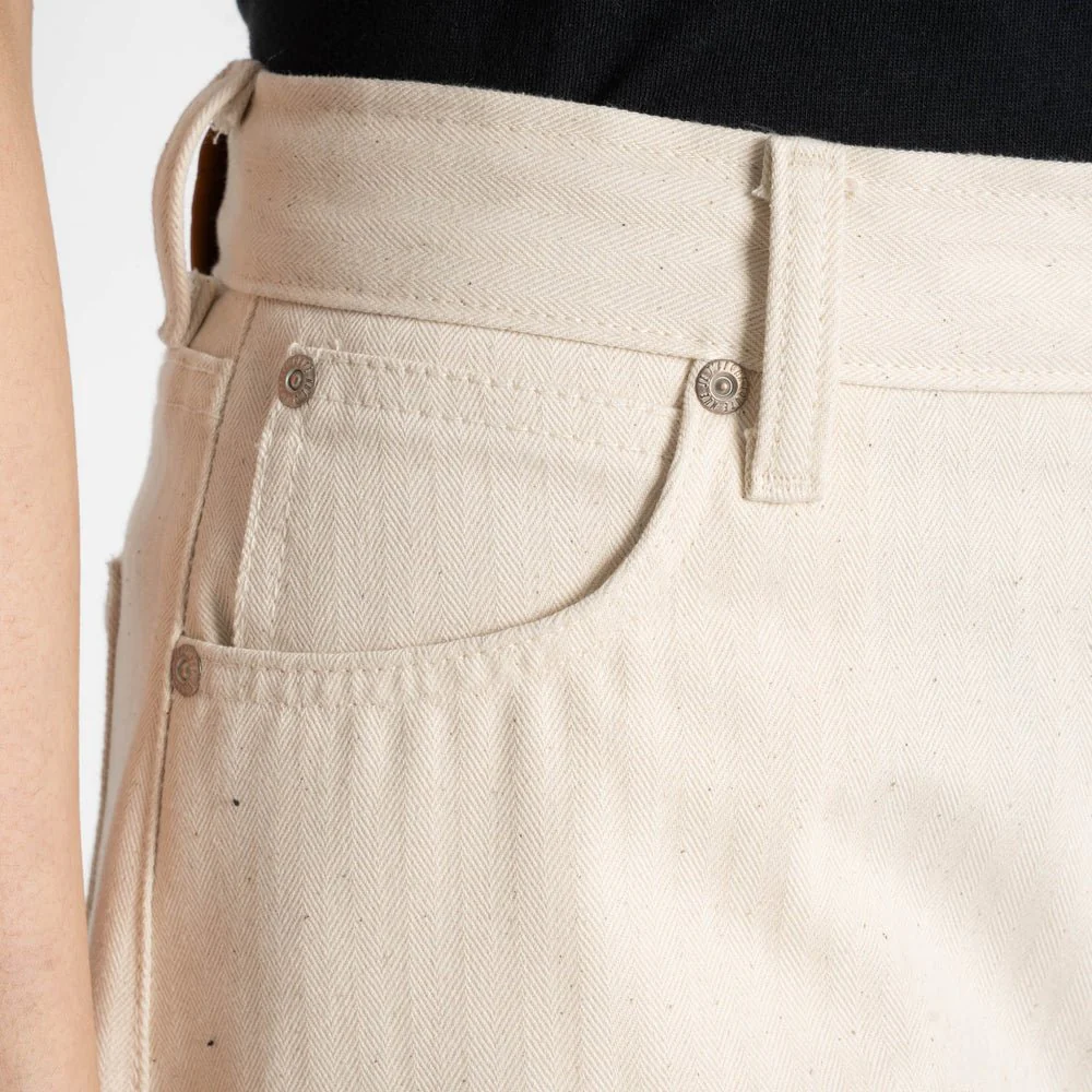Naked & Famous Wide Wild West Jeans (Hard Twist Ecru Herringbone) - Image 9