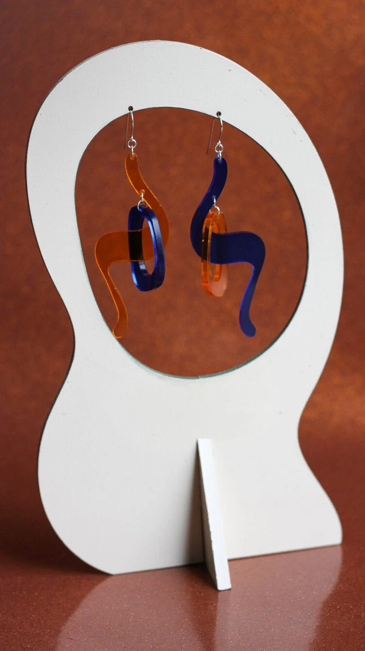 Nic Nac Weaver Earrings (Blue + Orange) - Image 3