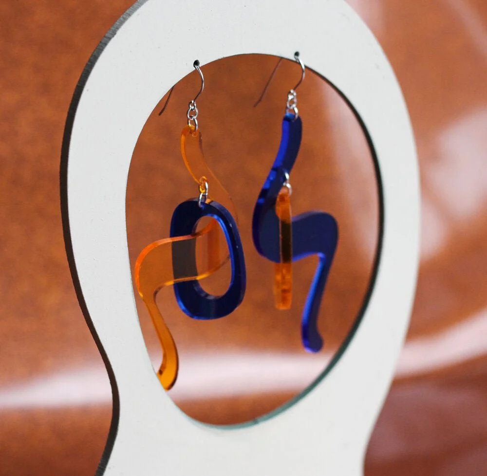 Nic Nac Weaver Earrings (Blue + Orange) - Image 4