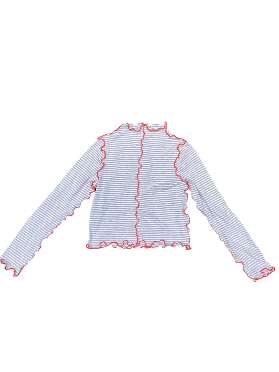 Olive Rose Wiggley Long Sleeve Top (Grey Stripe/Red) - Image 3