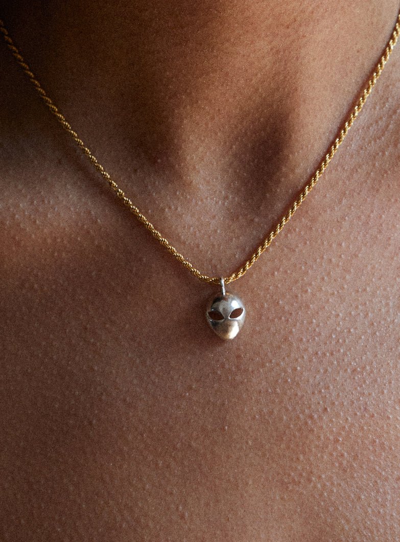 Par Ici Alien Head Pendant Necklace - Gold or Silver (In-Store)