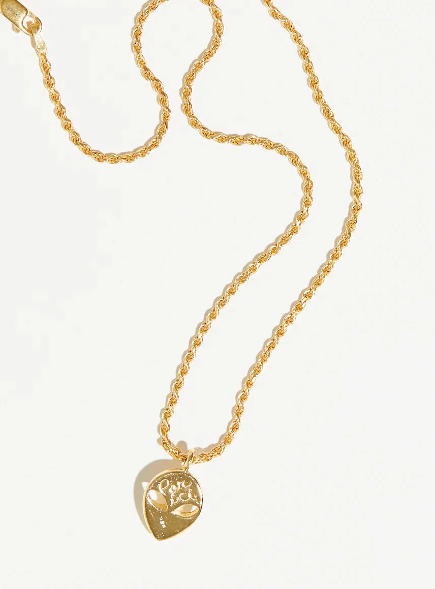 Par Ici Alien Head Pendant Necklace - Gold or Silver (In-Store) - Image 4