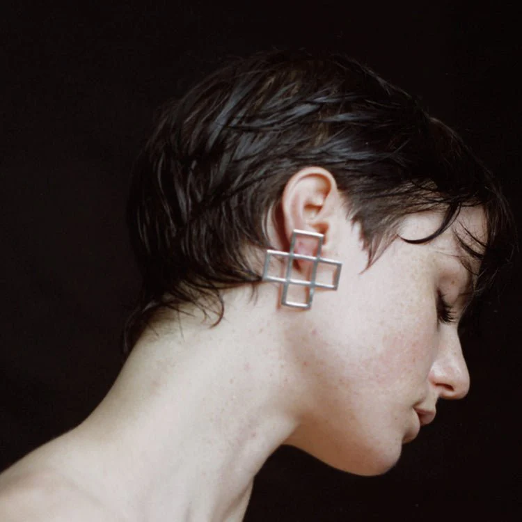 Par Ici Cross-Cut Stud Earrings (In-Store) - Image 3