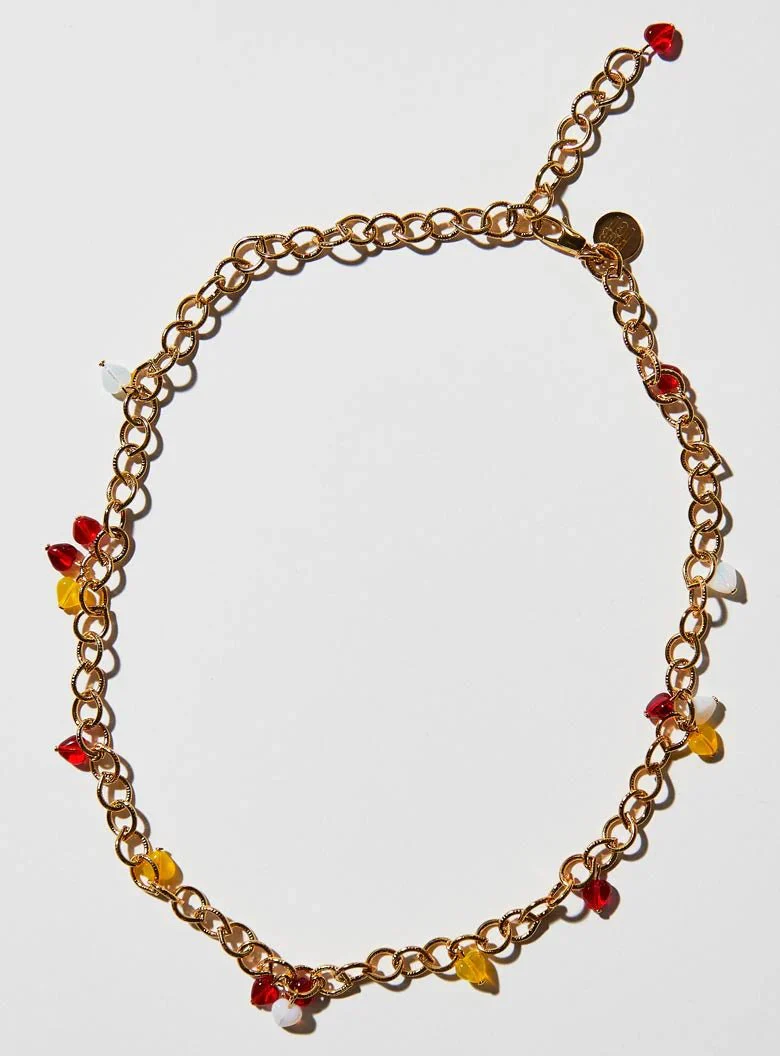 Par Ici Glass Heart Tassel Necklace - Multicolour (In-Store) - Image 2