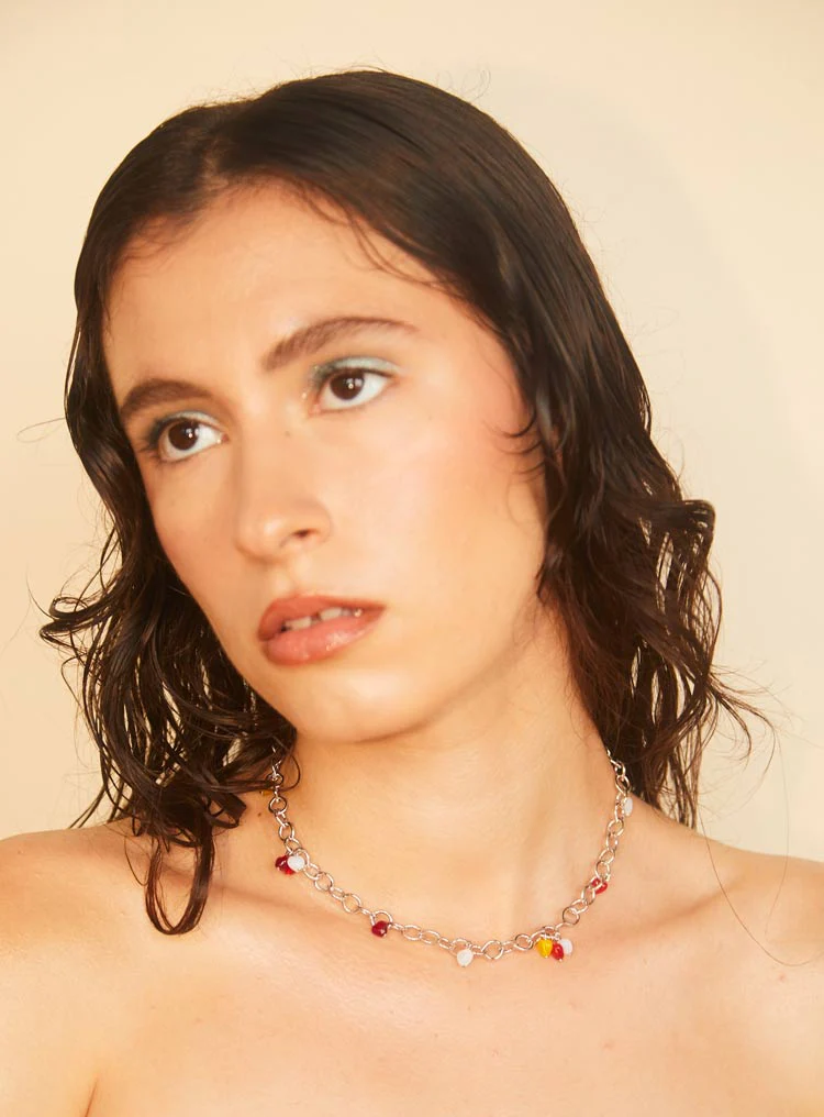 Par Ici Glass Heart Tassel Necklace - Multicolour (In-Store) - Image 3