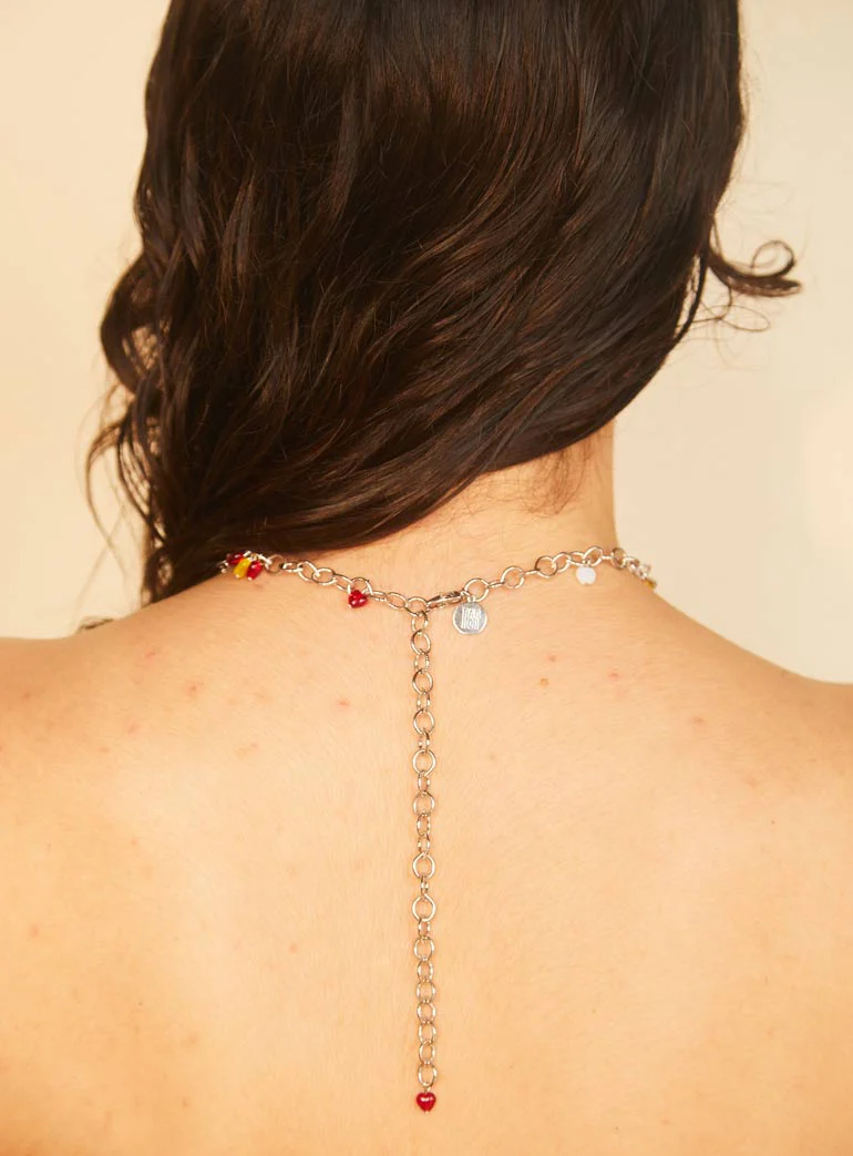 Par Ici Glass Heart Tassel Necklace - Multicolour (In-Store) - Image 5