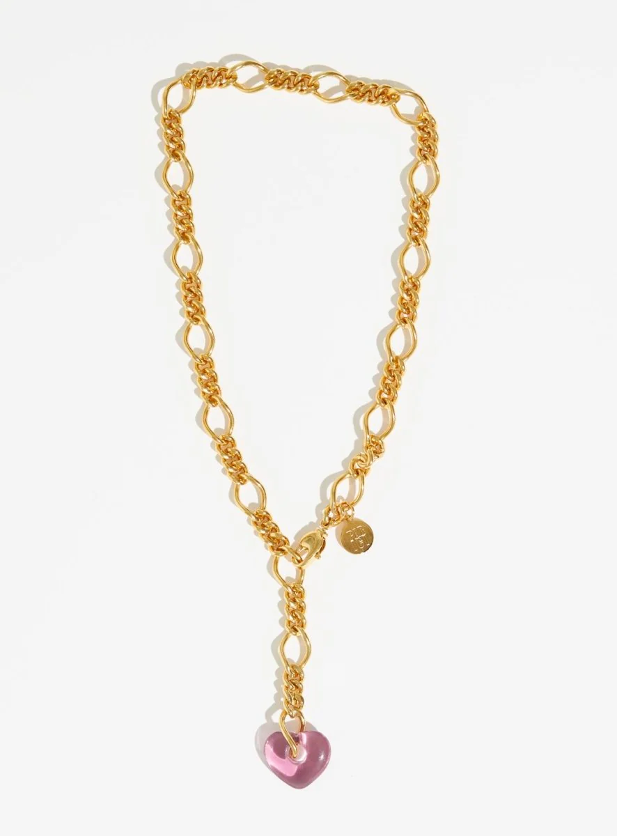 Par Ici Heart Drop Necklace - Gold or Silver (In-Store) - Image 2