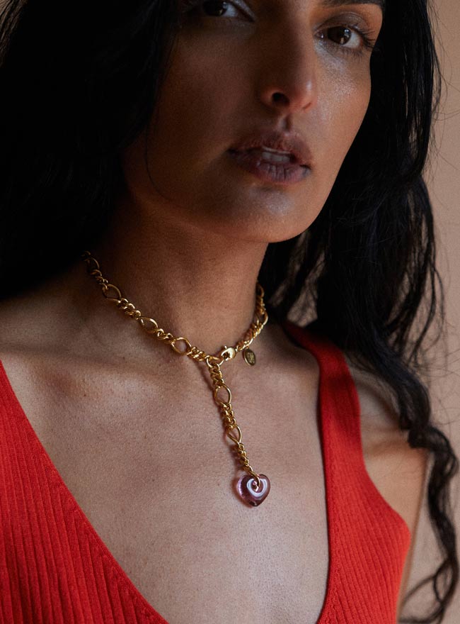 Par Ici Heart Drop Necklace - Gold or Silver (In-Store) - Image 3