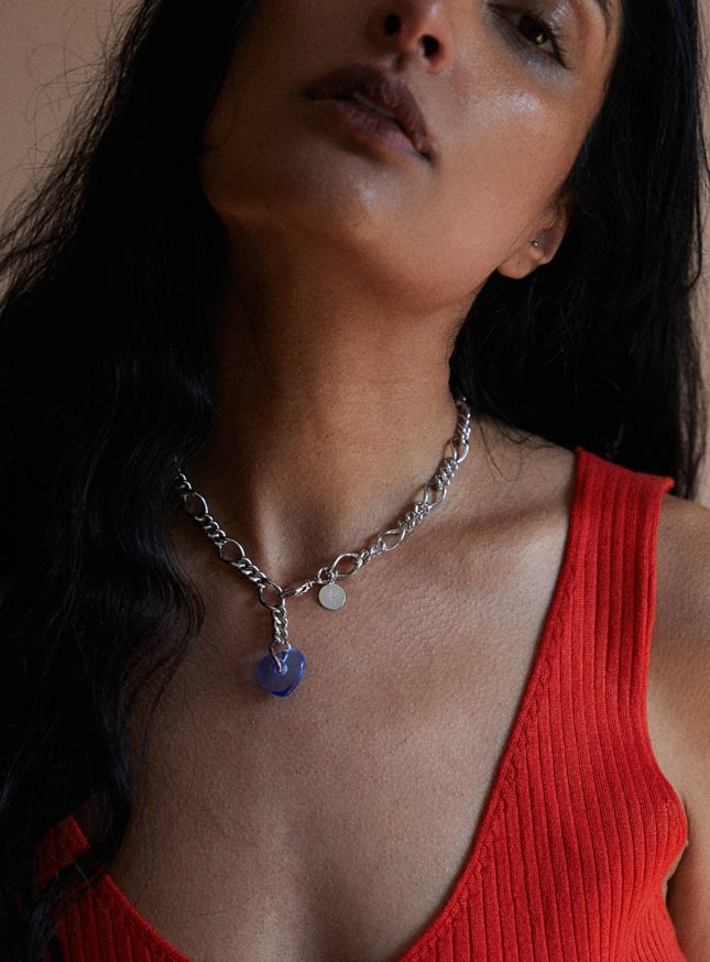Par Ici Heart Drop Necklace - Gold or Silver (In-Store) - Image 4