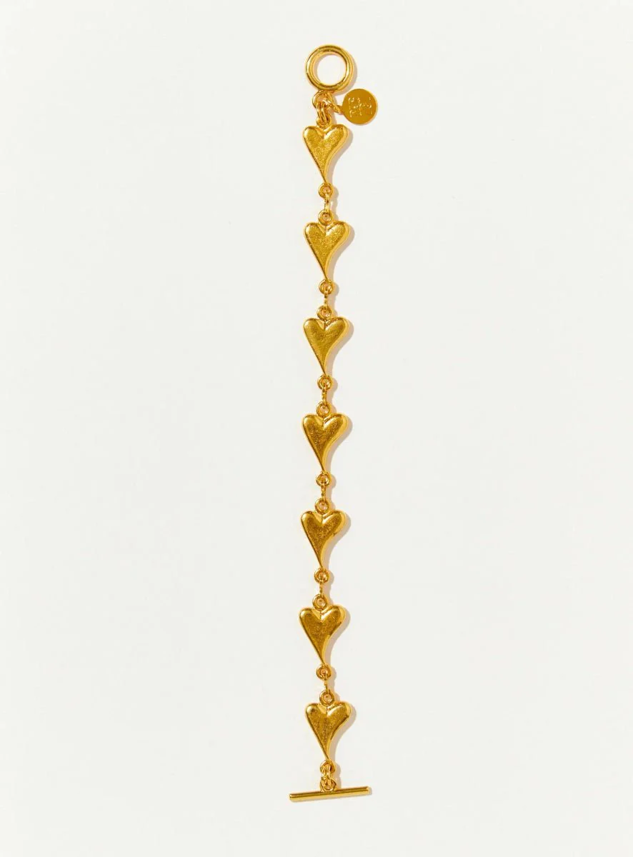 Par Ici Heart Link Bracelet - Gold or Rhodium (In-Store) - Image 2
