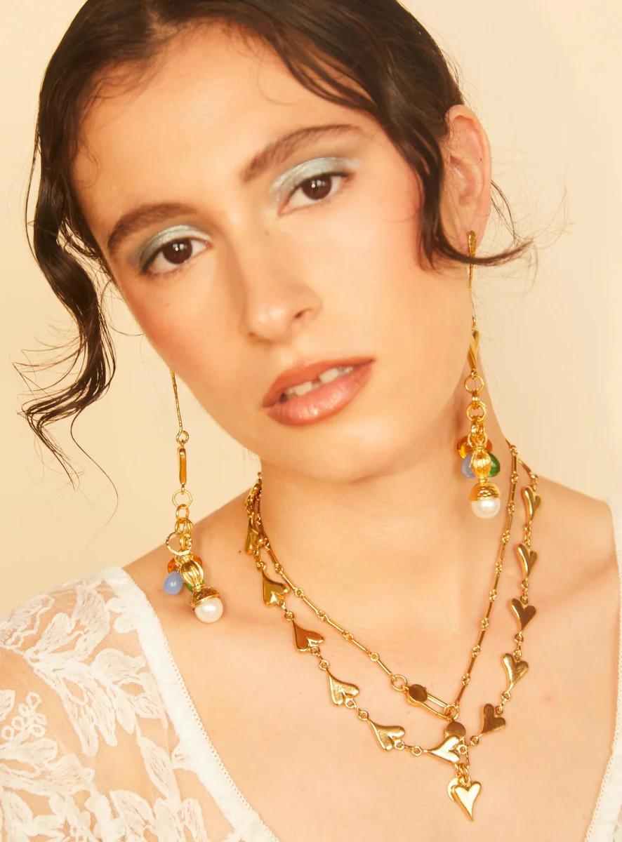 Par Ici Heart Link Necklace - Gold or Rhodium (Online Exclusive) - Image 4