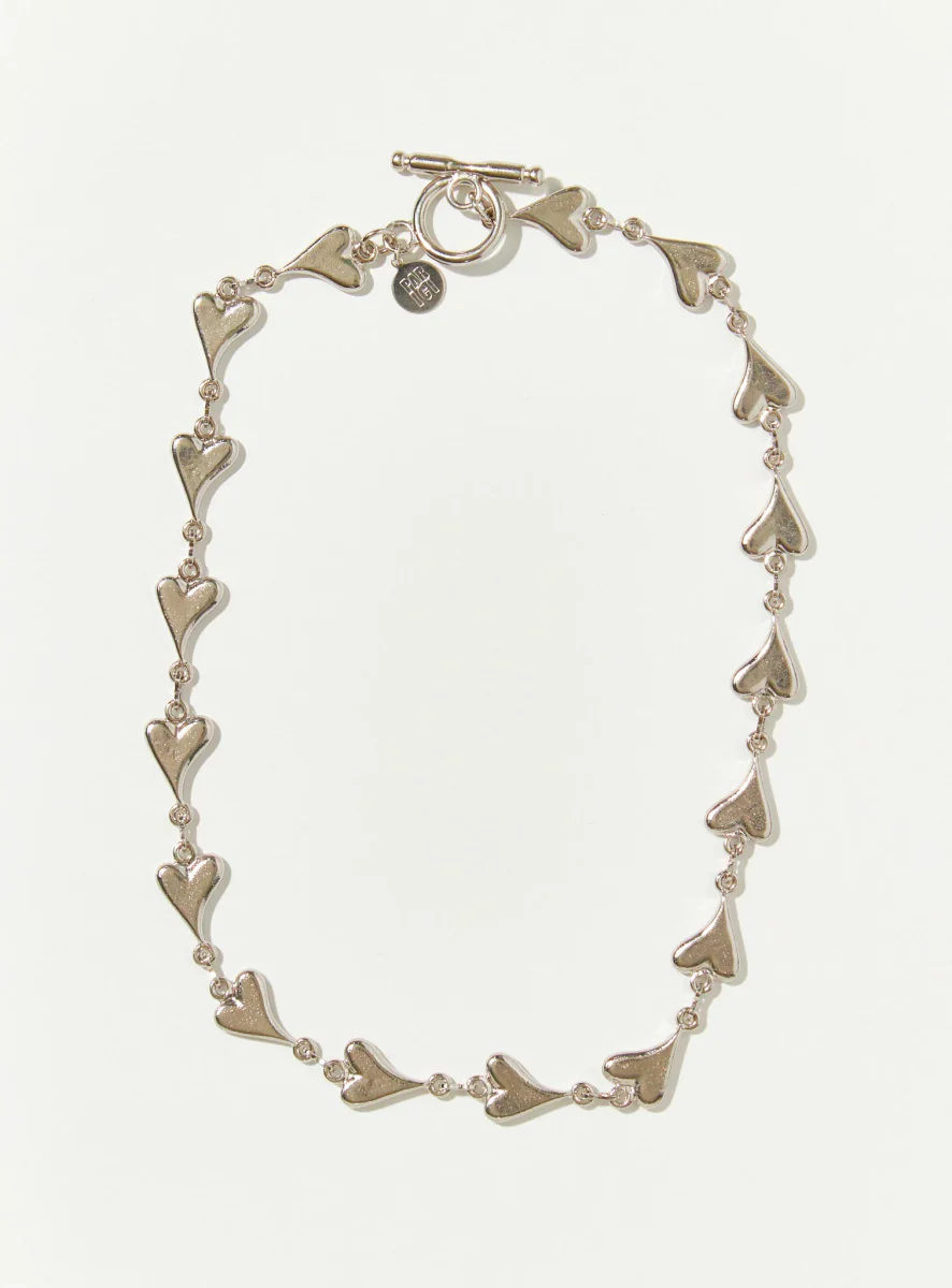 Par Ici Heart Link Necklace - Gold or Rhodium (Online Exclusive) - Image 5