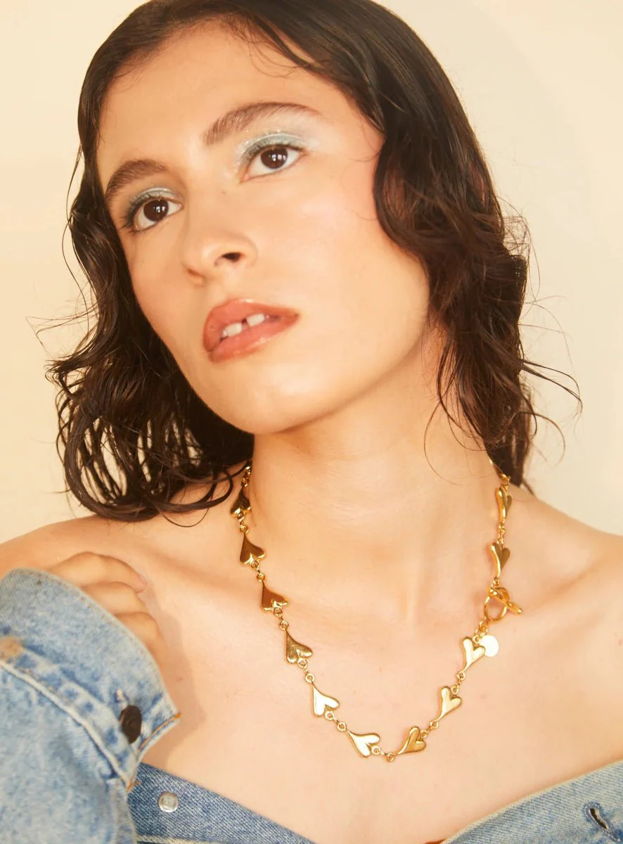 Par Ici Heart Link Necklace - Gold or Rhodium (In-Store) - Image 3
