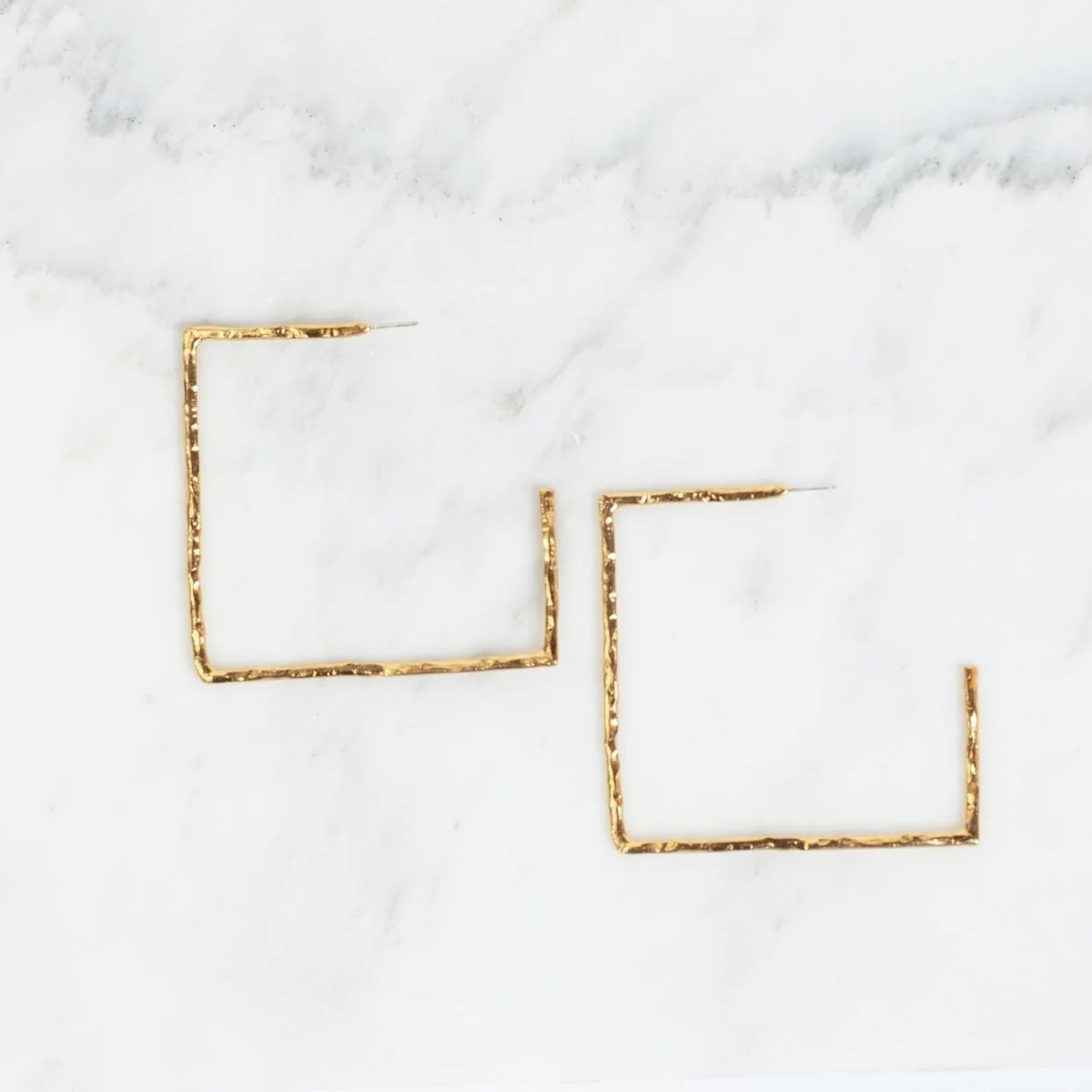 Par Ici Large Textured Square Hoops - Gold or Silver (In-Store) - Image 2