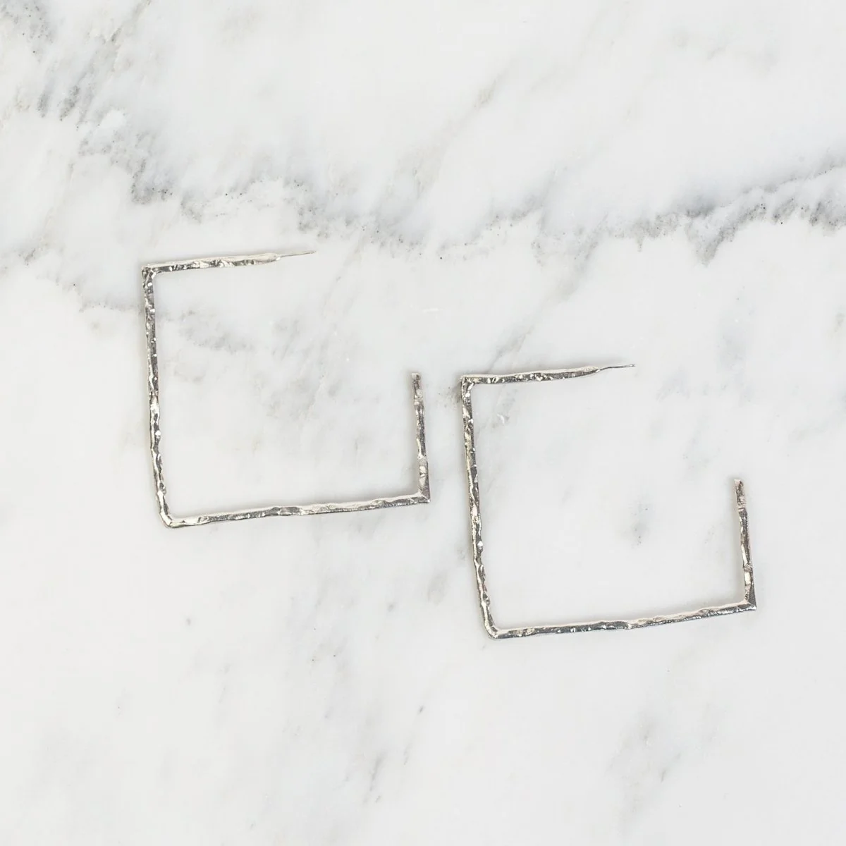 Par Ici Large Textured Square Hoops - Gold or Silver (In-Store) - Image 4