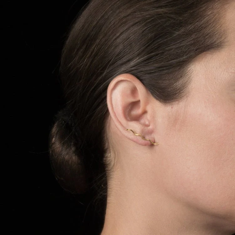 Par Ici Long Wave Studs - Gold or Silver (In-Store) - Image 3