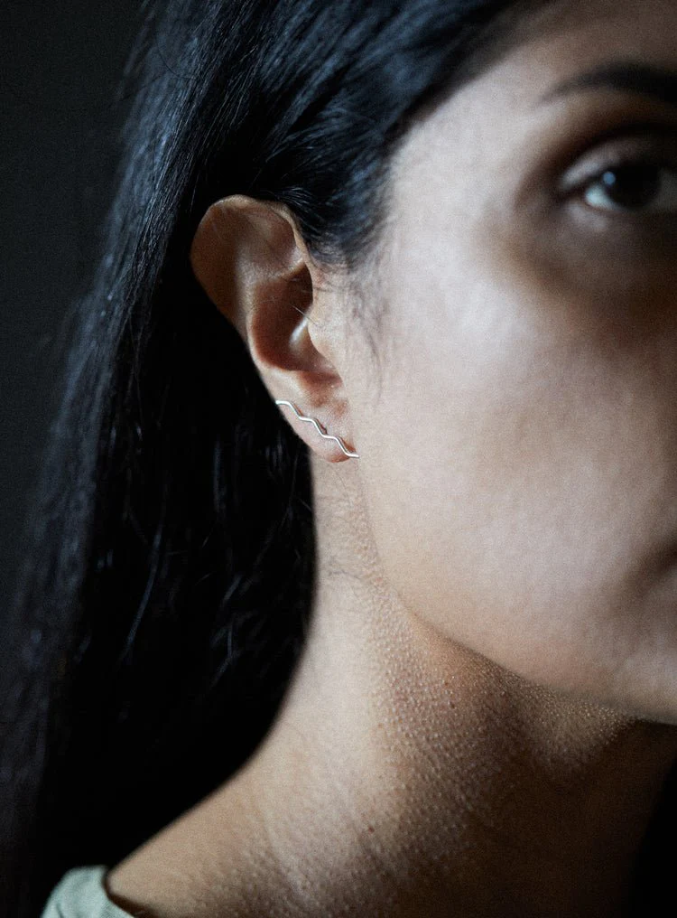 Par Ici Long Wave Studs - Gold or Silver (In-Store) - Image 6