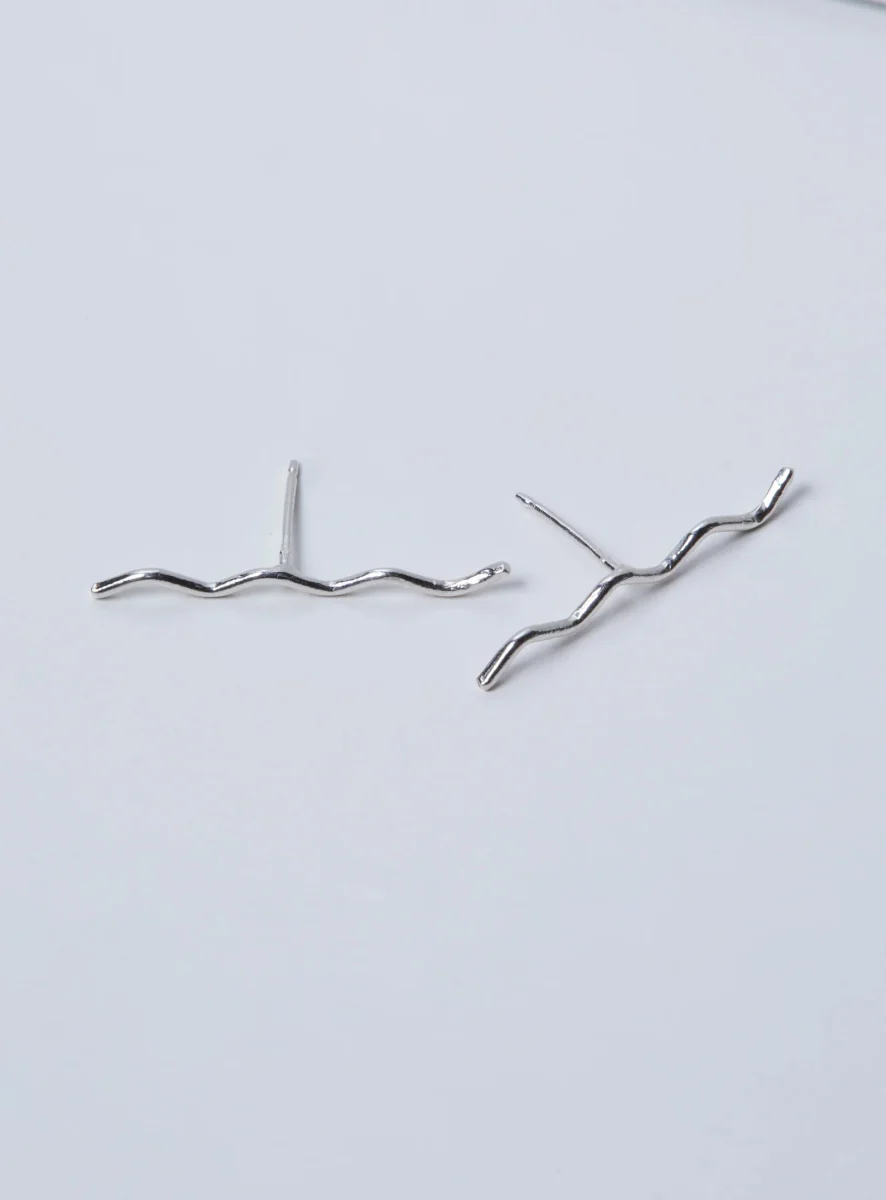 Par Ici Long Wave Studs - Gold or Silver (In-Store) - Image 8