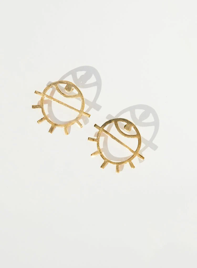 Par Ici Medium Eye Stud Earrings - Gold or Silver (In-Store) - Image 3