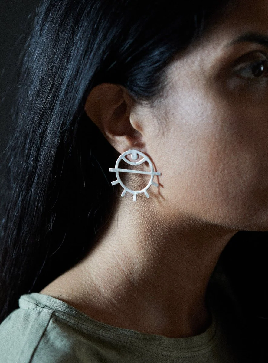 Par Ici Medium Eye Stud Earrings - Gold or Silver (In-Store) - Image 4