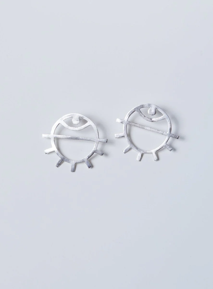 Par Ici Medium Eye Stud Earrings - Gold or Silver (In-Store) - Image 7