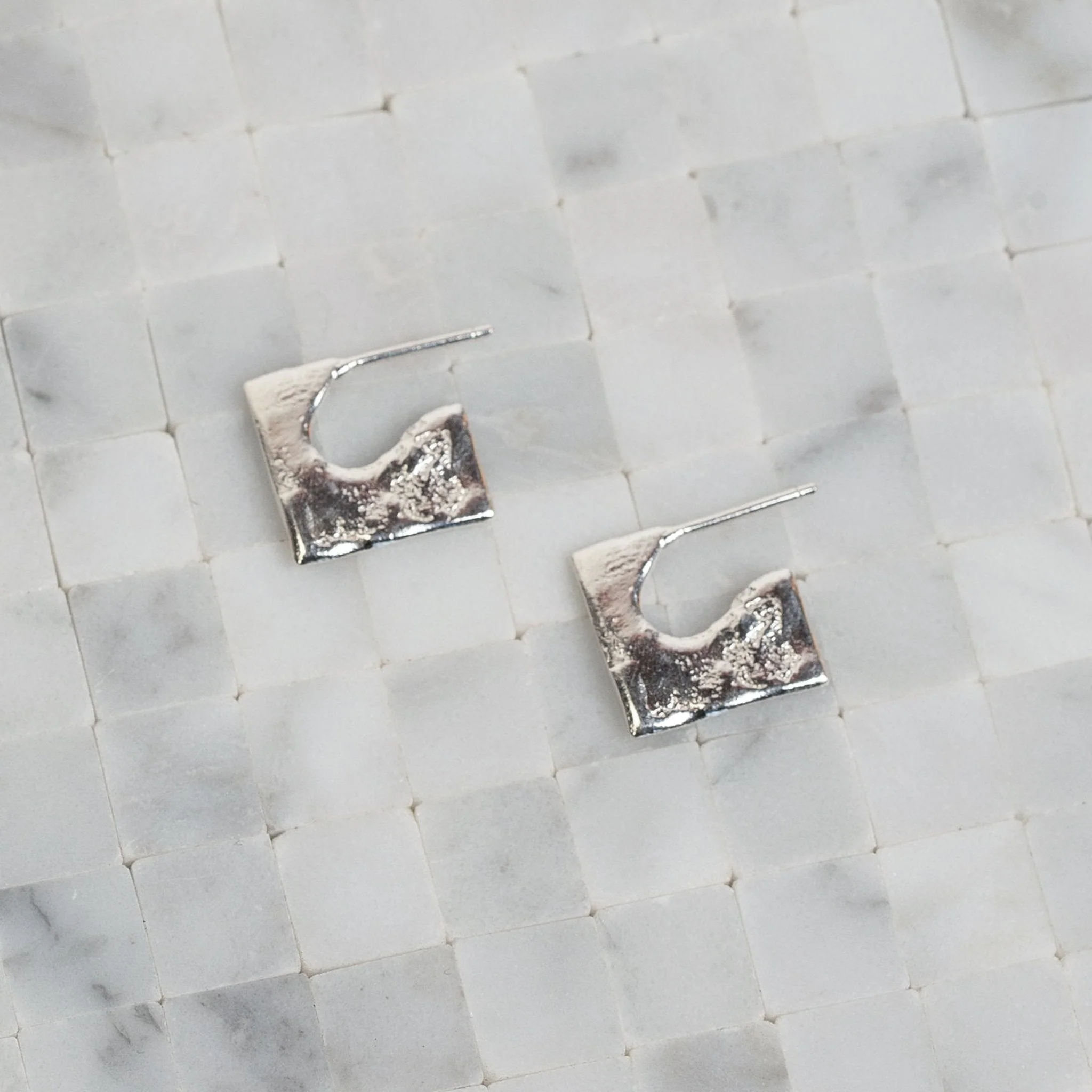 Par Ici Mini Square Studs - Gold or Silver (In-Store) - Image 2