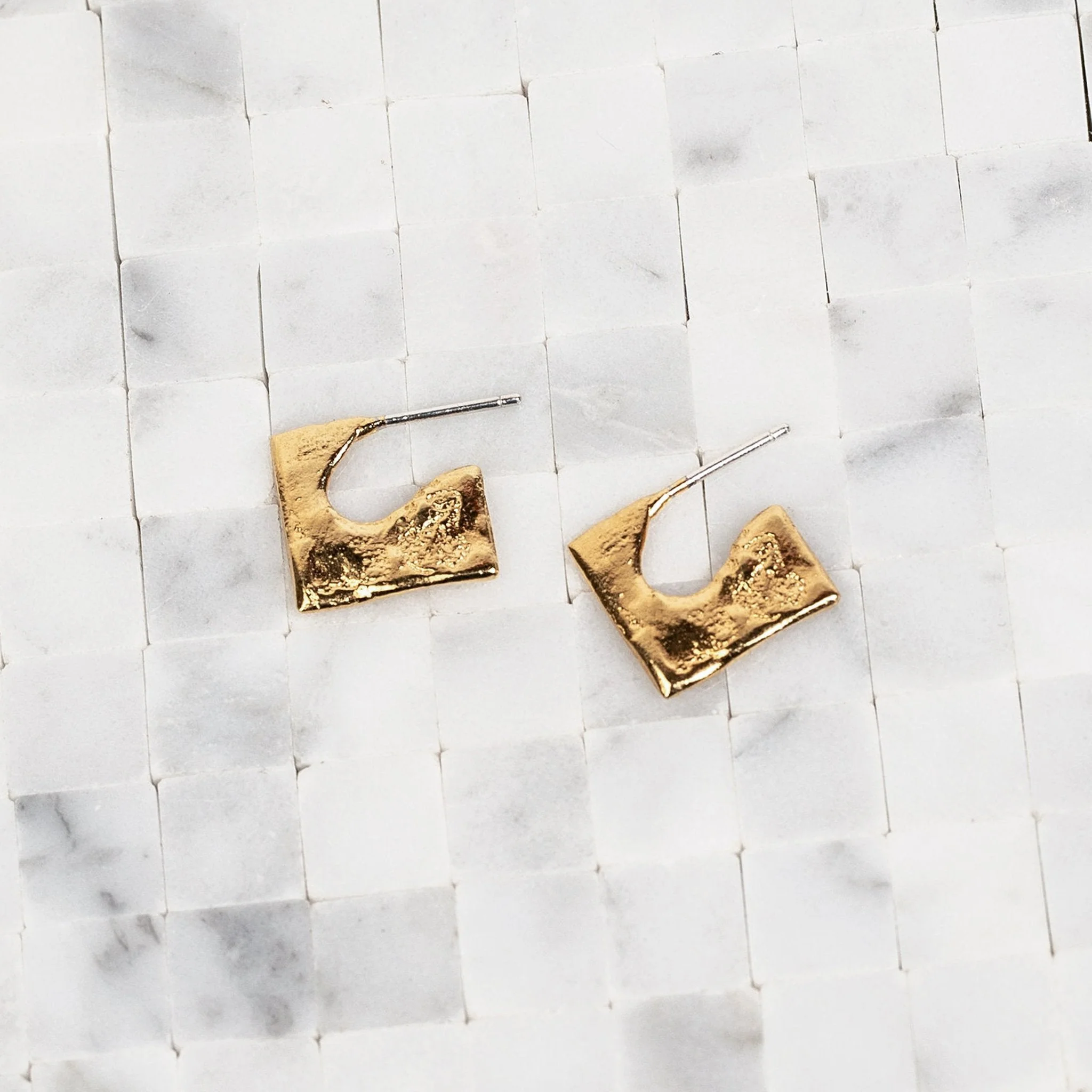 Par Ici Mini Square Studs - Gold or Silver (In-Store) - Image 3