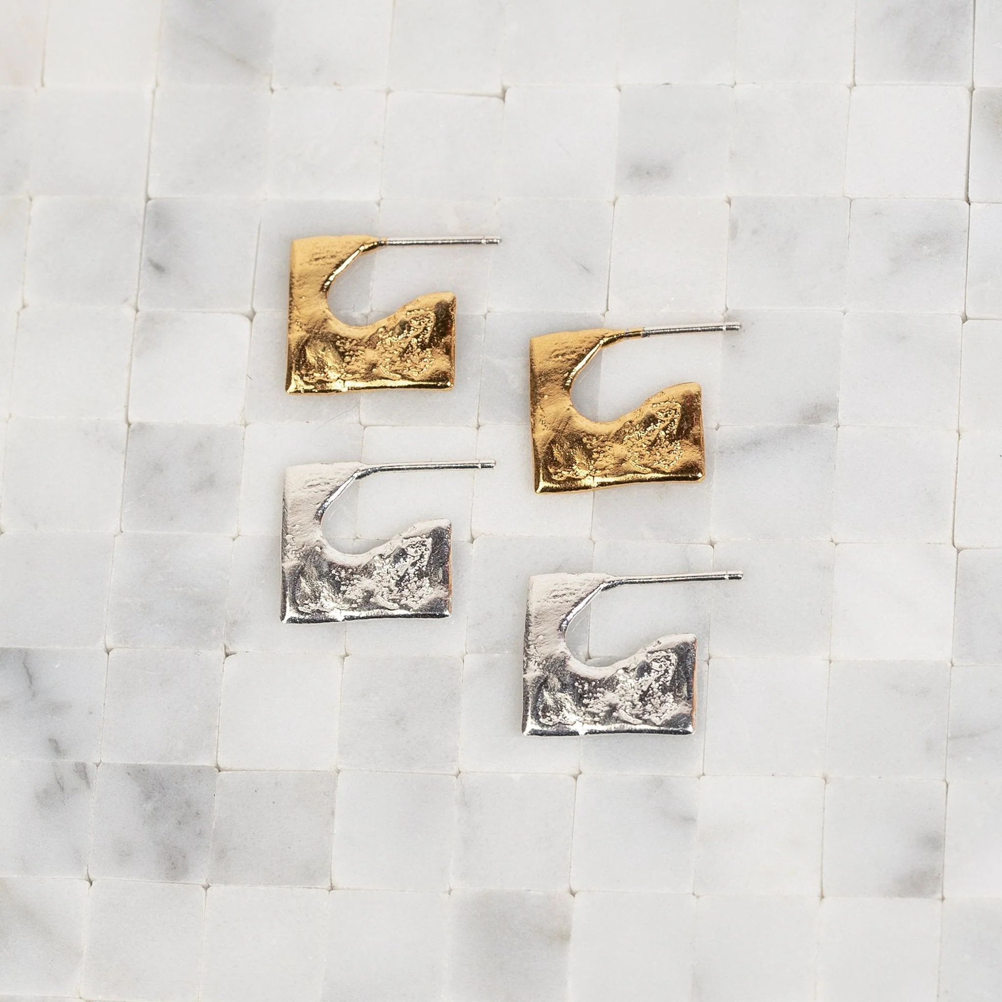 Par Ici Mini Square Studs - Gold or Silver (In-Store) - Image 6