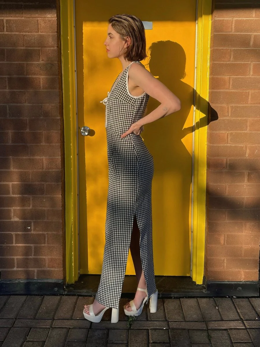 Rennie Peek-A-Boo Dress (Black Gingham) - Image 10