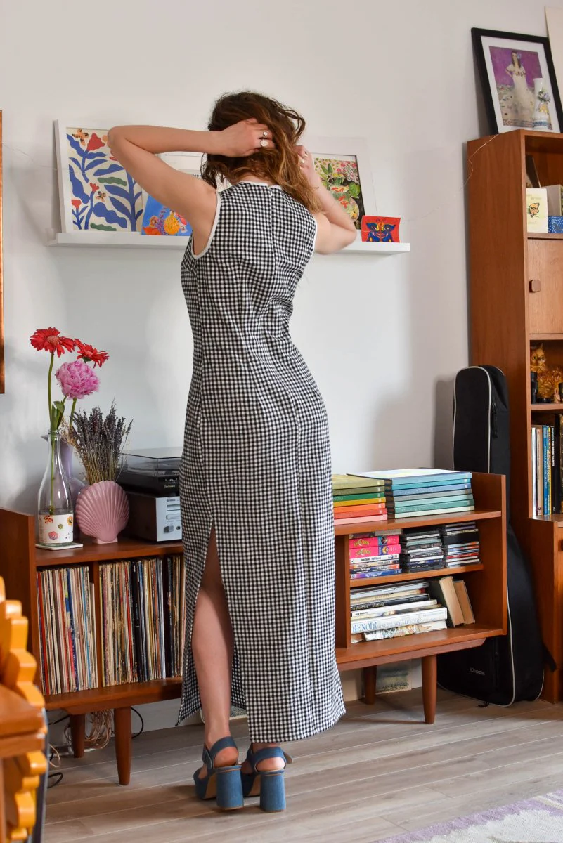 Rennie Peek-A-Boo Dress (Black Gingham) - Image 5