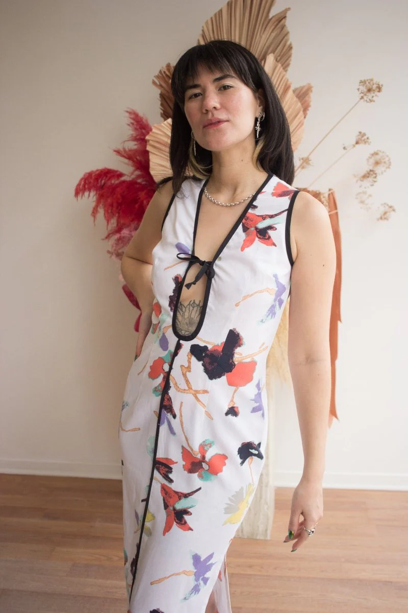 Rennie Peek-A-Boo Dress (Ivory Garden)