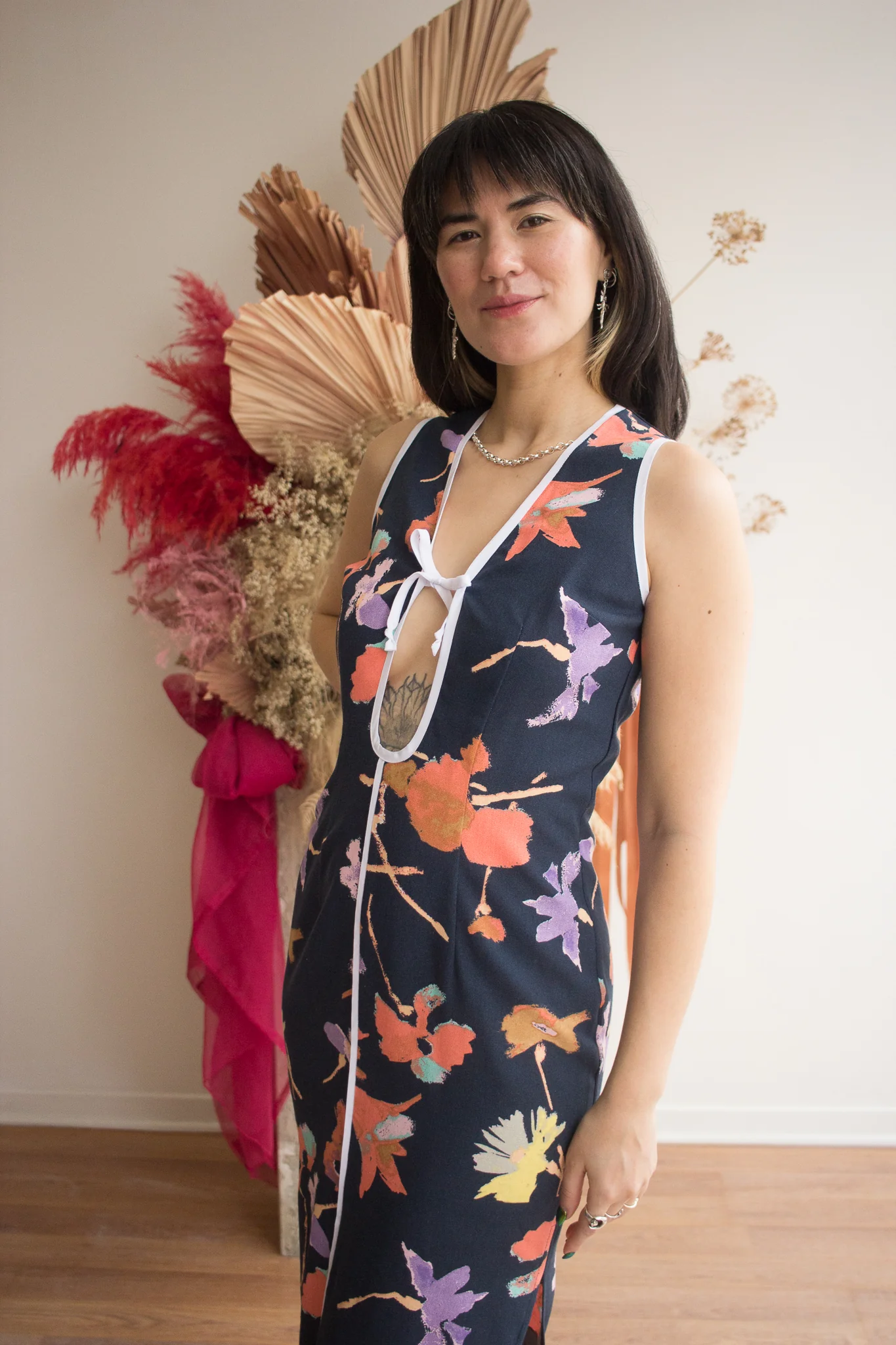 Rennie Peek-A-Boo Dress (Midnight Garden)