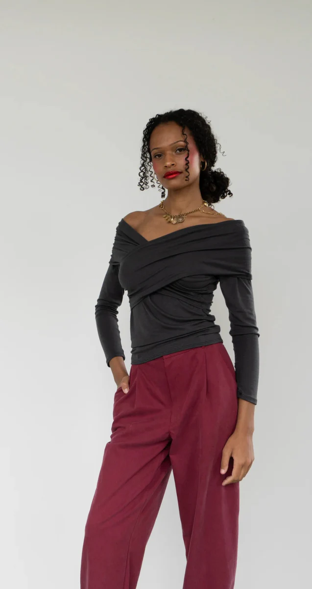 Rightful Owner Shawl Blouse (Charcoal Merino Wool) - Image 6