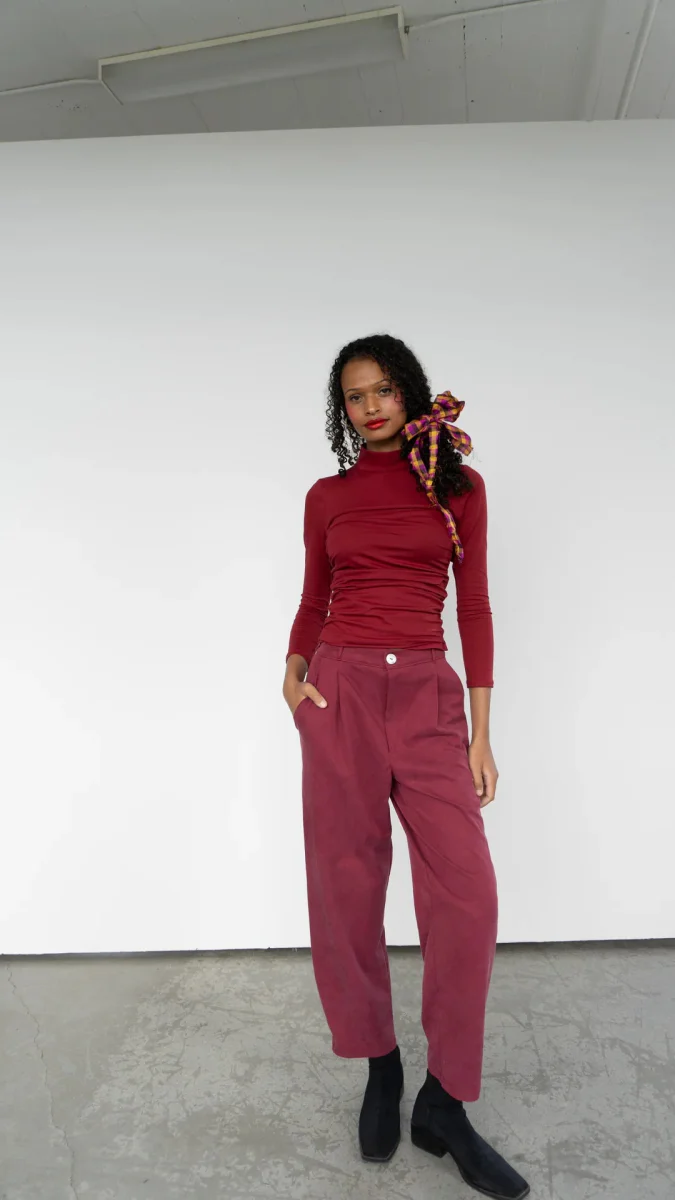 Rightful Owner Tucked Trouser (Merlot) - Image 6