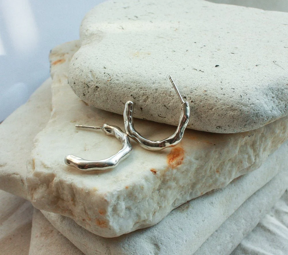 Rowe Melty Silver Hoops