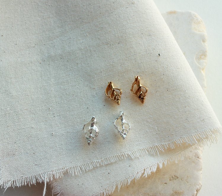 Rowe Mini Shell Studs (Gold Plated Brass or Silver)