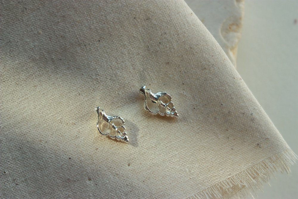 Rowe Mini Shell Studs (Gold Plated Brass or Silver) - Image 2