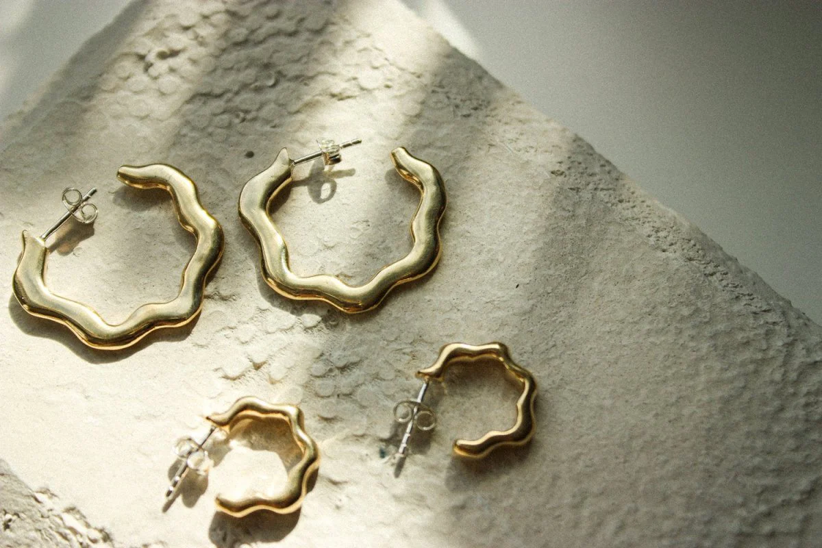 Rowe Mini Wave Hoops (Silver or Brass) - Image 2