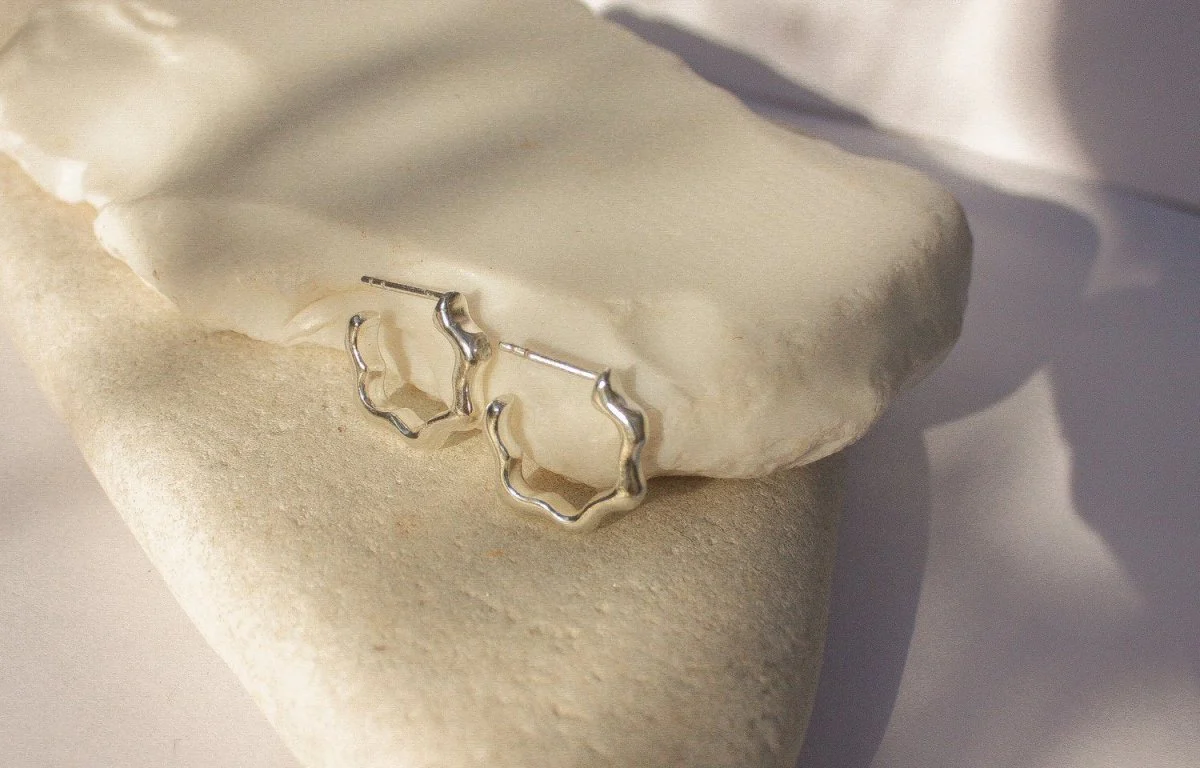 Rowe Mini Wave Hoops (Silver or Brass) - Image 3