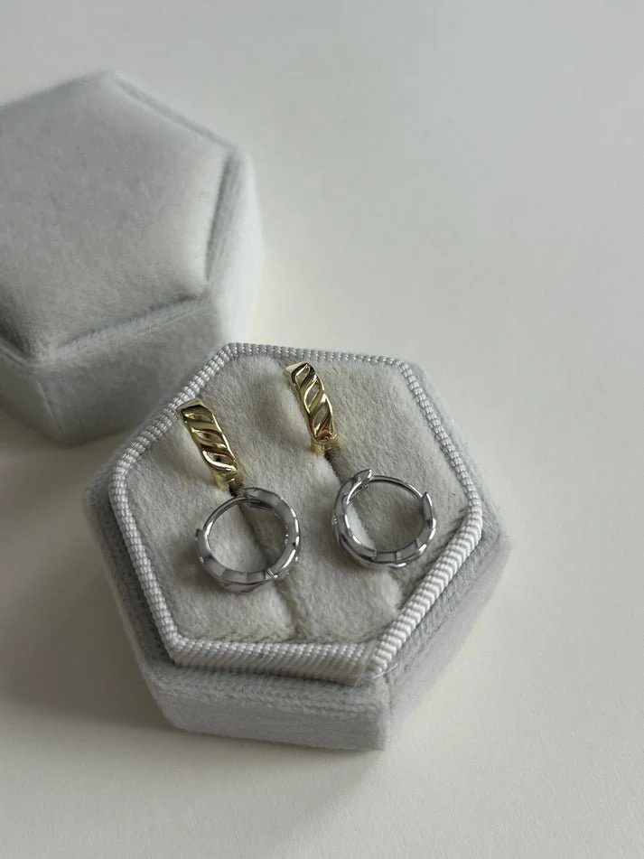 Second Aura Mini Leaf Huggies (Gold or Silver)