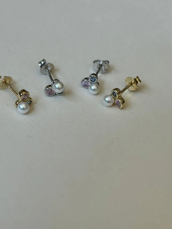 Second Aura Trinity Gemstone Studs