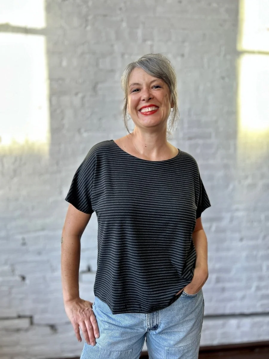 Smoking Lily Boatneck Tee (Charcoal Stripe) - Image 4