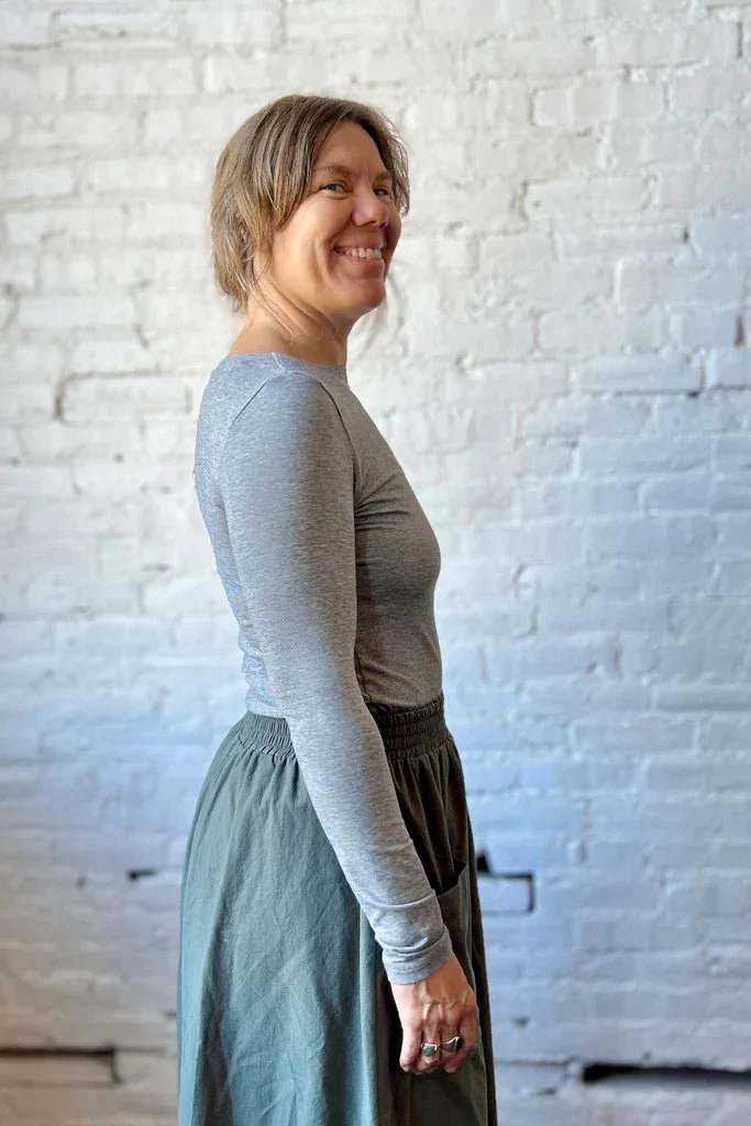 Smoking Lily Nanette Top (Grey Microstripe) - Image 7