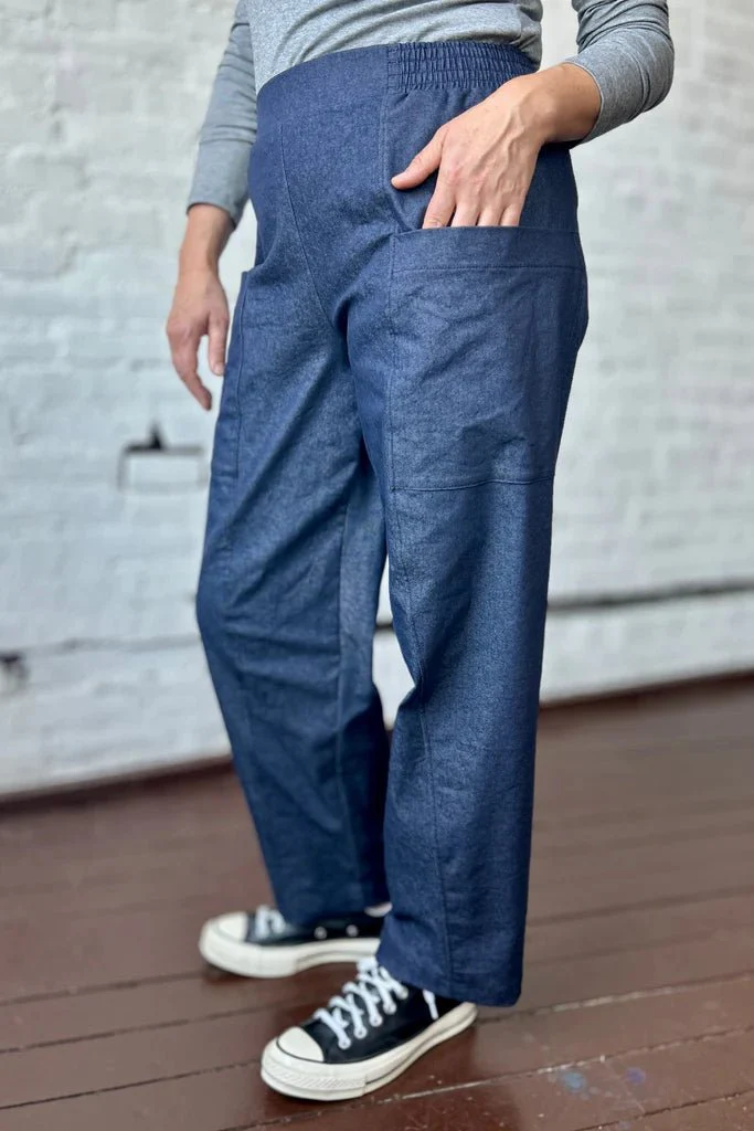 Smoking Lily Wren Work Pants - Stretch Denim (Medium Blue) - Image 3