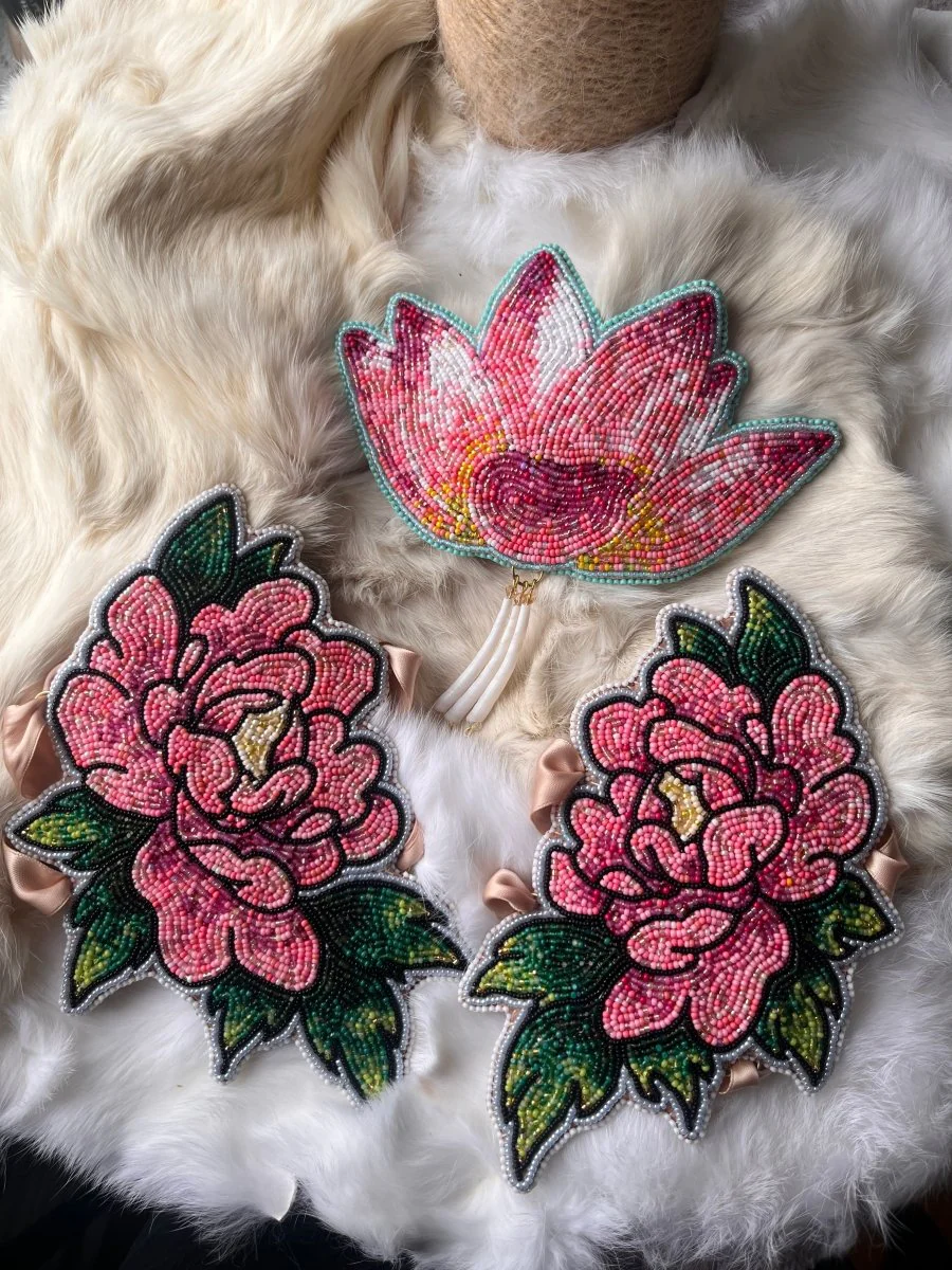 Tiana Beads Beaded Peony Flower Arm Cuffs