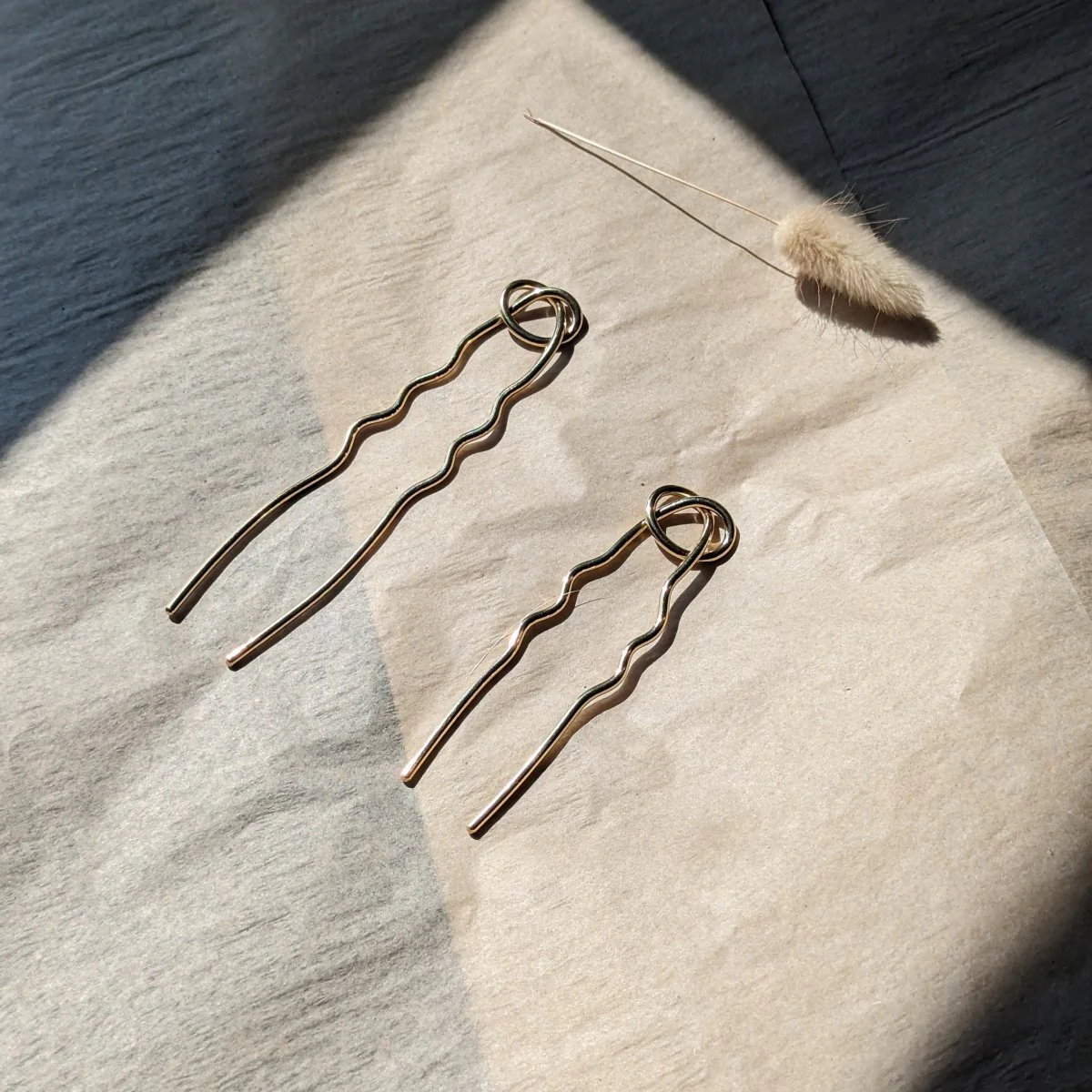 Vanderzee Love Knot Hair Fork (Long or Short) (Brass) - Image 2