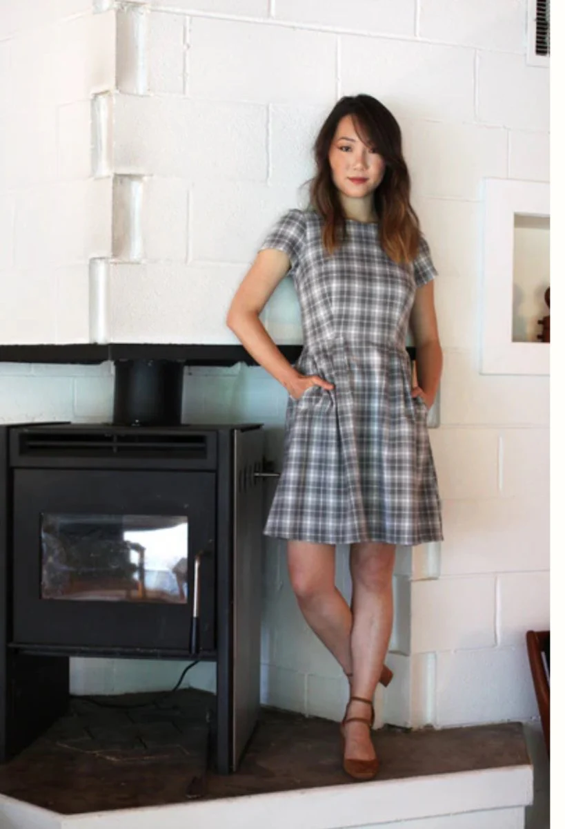 Vintage Victoire Birds of North America Wood Nymph Dress (Grey Plaid) - 4