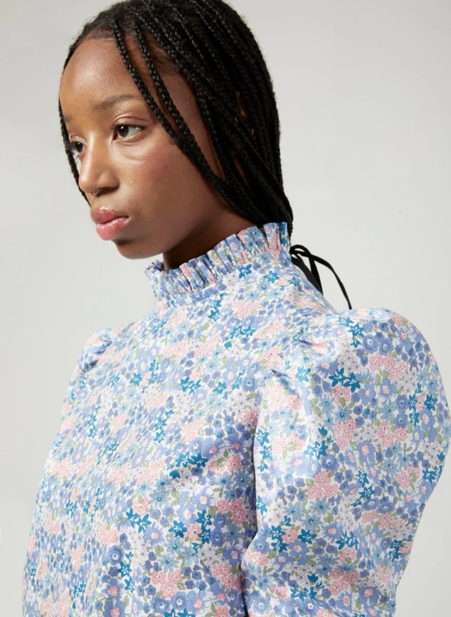 Vintage Victoire Eliza Faulkner Luella Dress (Blue Floral) - XS - Image 3