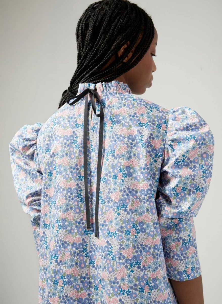 Vintage Victoire Eliza Faulkner Luella Dress (Blue Floral) - XS - Image 4